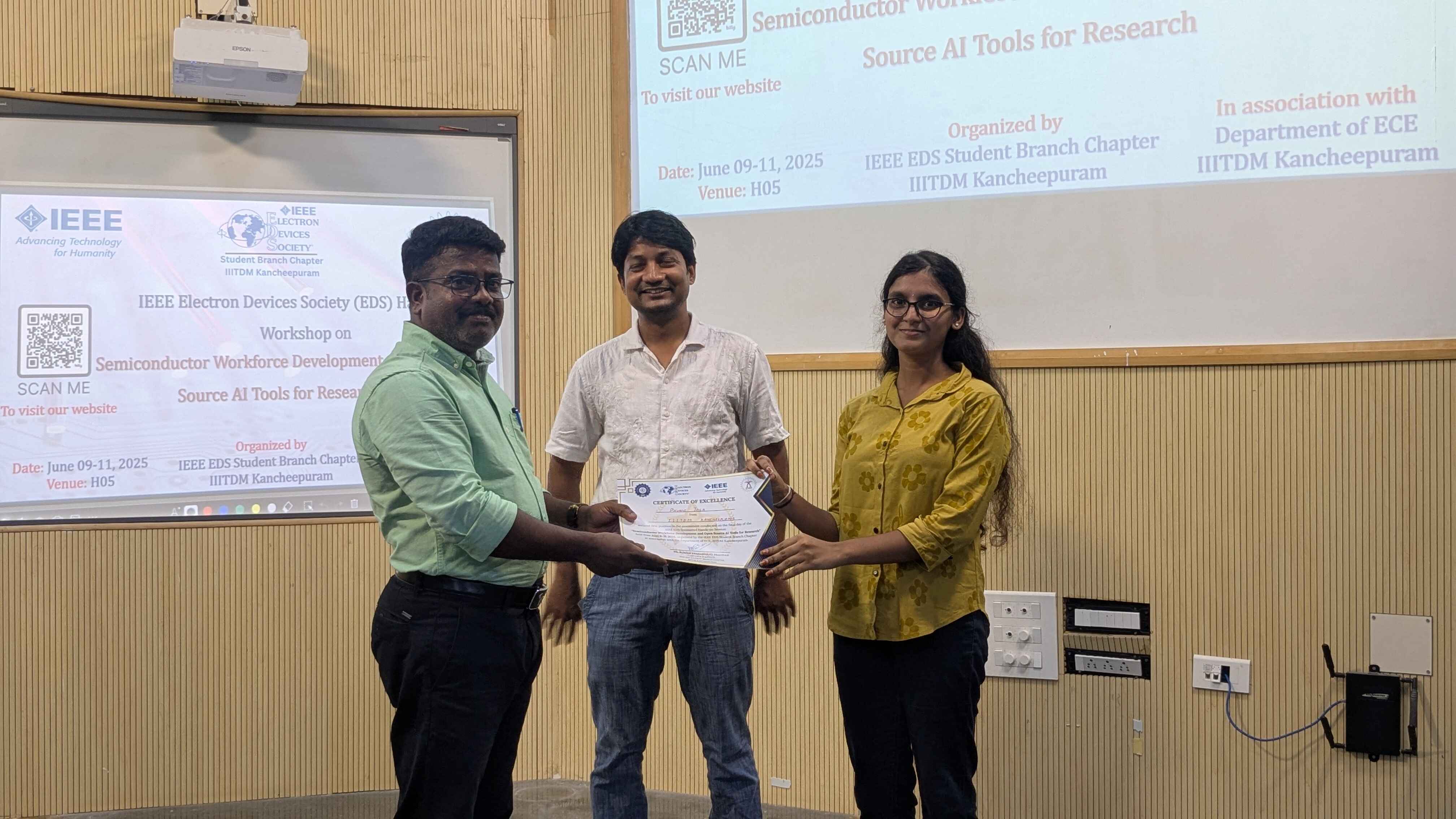 TCAD Workshop first prize winners were honored with Certificates of Excellence by IEEE EDS team.