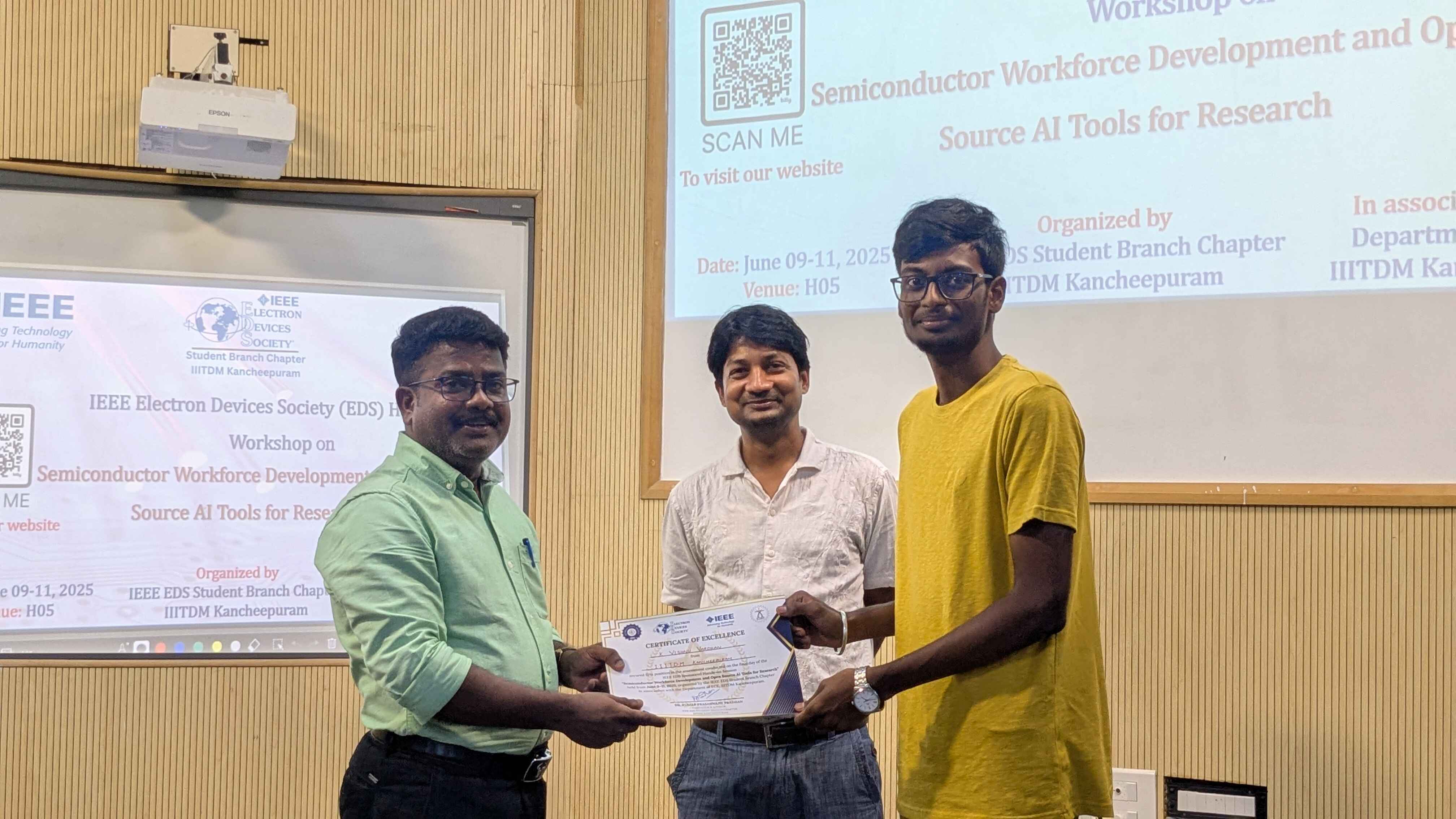 TCAD Workshop first prize winners were honored with Certificates of Excellence by IEEE EDS team.
