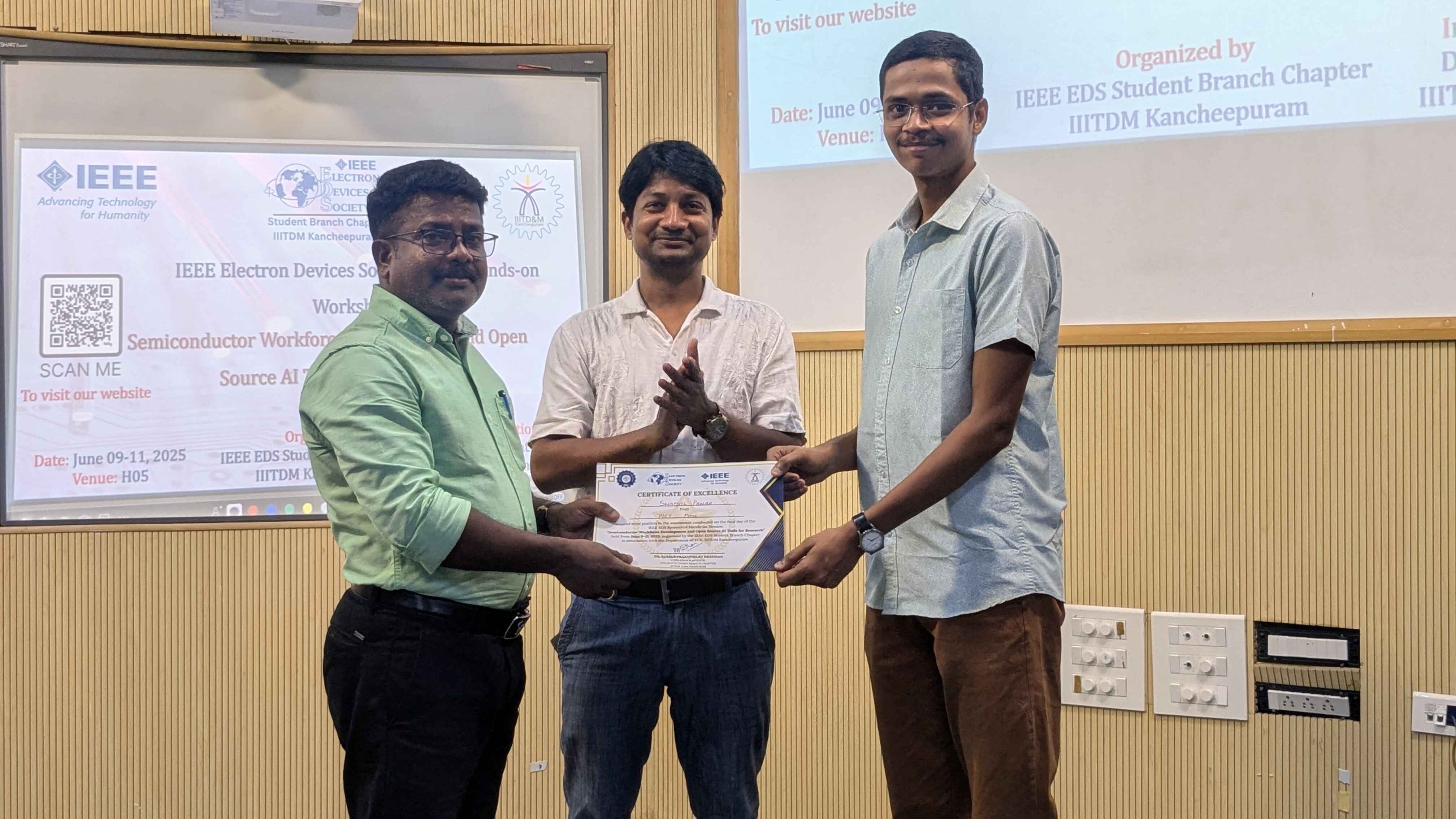 TCAD Workshop Third prize winners were honored with Certificates of Excellence by IEEE EDS team.